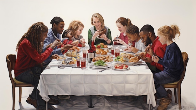 Ludzie jedzący wspólnie posiłek